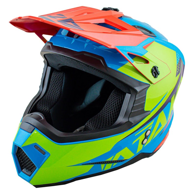 Шлем кроссовый ATAKI JK801 Splash (красн/син/кисл зел глянц, XL)