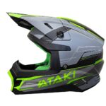 Шлем кроссовый ATAKI SC-18 BLAZE, сер/кисл зел мат, XXXL
