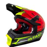 Шлем кроссовый ATAKI SC-18 BLAZE, сер/кисл зел мат, S