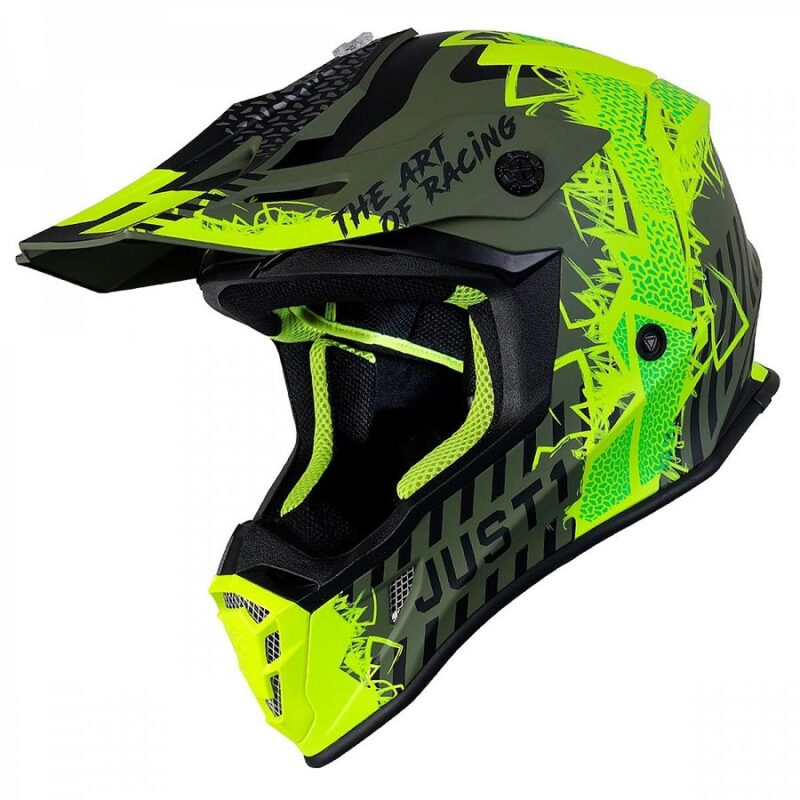 Шлем кроссовый JUST1 J38 Mask (Hi-Vis желтый/черный/хаки матовый, L, 020035-941-4113)