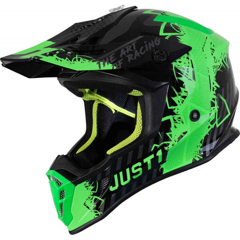 Шлем кроссовый JUST1 J38 Mask (Hi-Vis зеленый/серый/черный, S, 020035-941-9239)