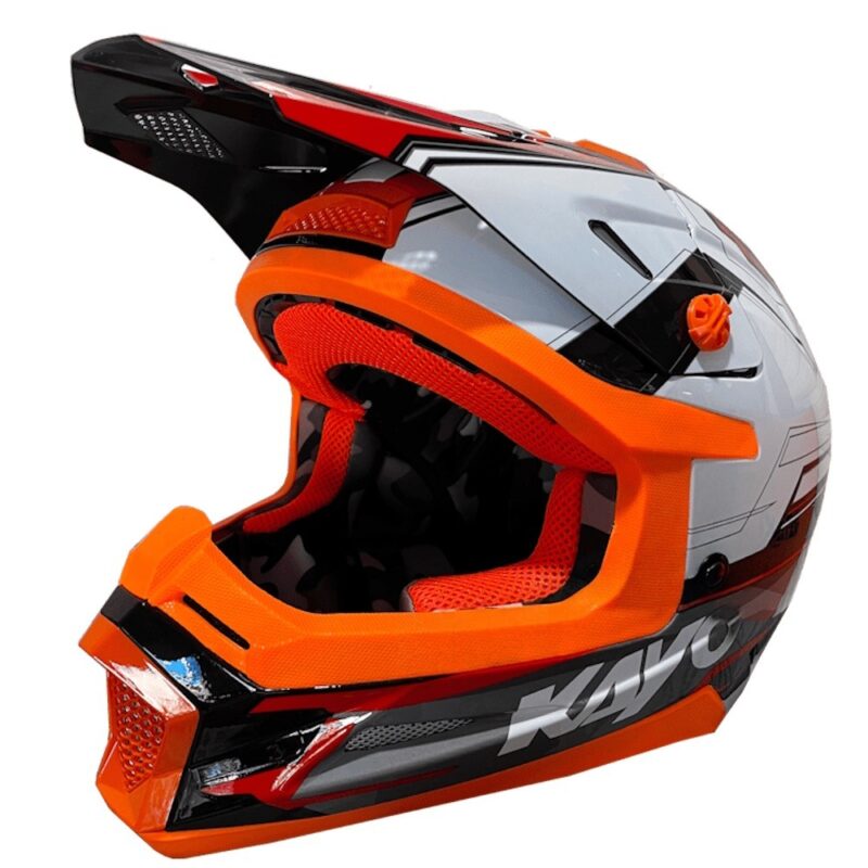 Шлем кроссовый ATAKI SC-18 KAYO, бел/сер/красн глянц, M