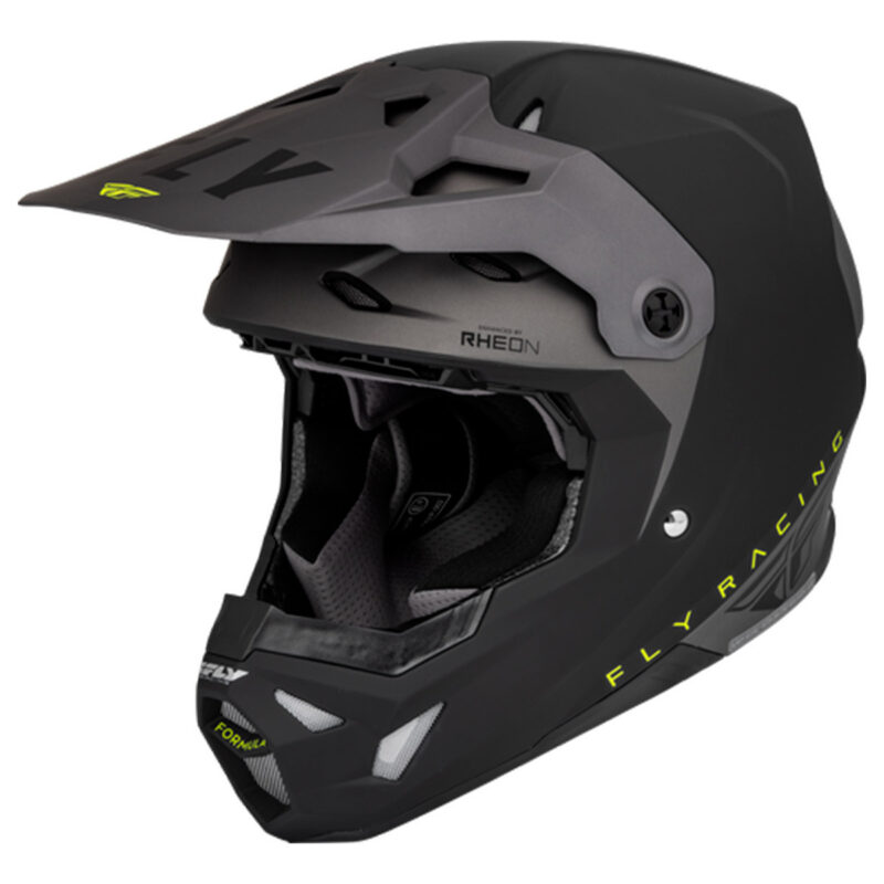 Шлем кроссовый FLY RACING FORMULA CP Slant (черный/серый/Hi-Vis желтый, S, 73-0030S)
