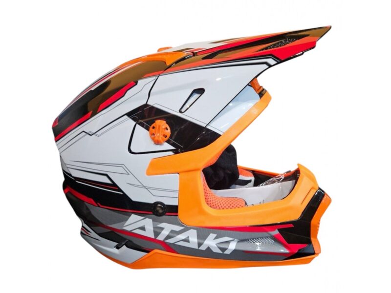 Шлем кроссовый ATAKI SC-18 BLAZE, бел/сер/красн глянц, L
