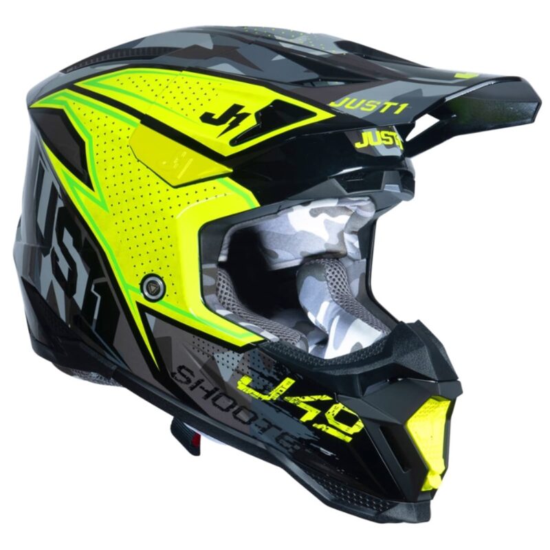 Шлем кроссовый JUST1 J40 SHOOTER (Hi-Vis зеленый глянцевый, L, 1560035-880-6466)